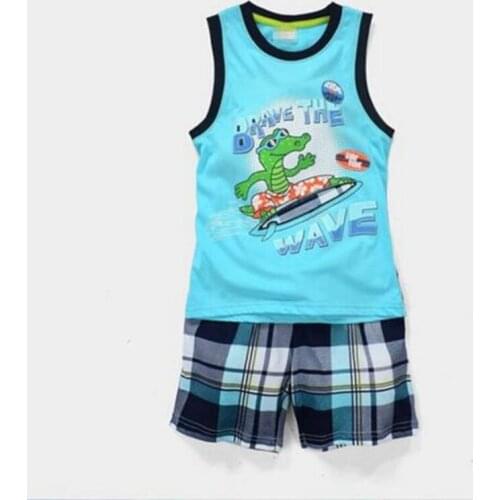New Summer Children Dinosaur Pajamas Boys Cotton Cartoon Short Sleeve Pyjamas Kids Pijama Infantil Girls Sleepwear Clothes