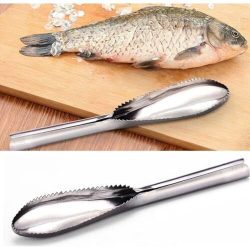 Stainless Steel Fish Scale Cleaner Scraper Knife Fish Scale Peeler Remover Tool Fish Skin Shaver Cleaning Brush Kitchen Gadgets