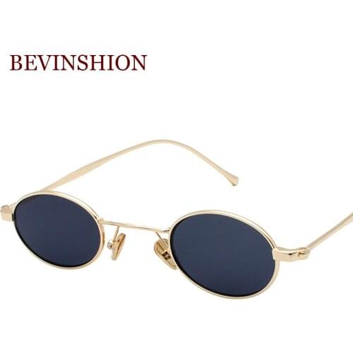 Cool Vintage New Arrival 2019 Europe Trend Metal Sunglasses Women Personality Small Frame Sun Glasses Men Oval Punk Mirror