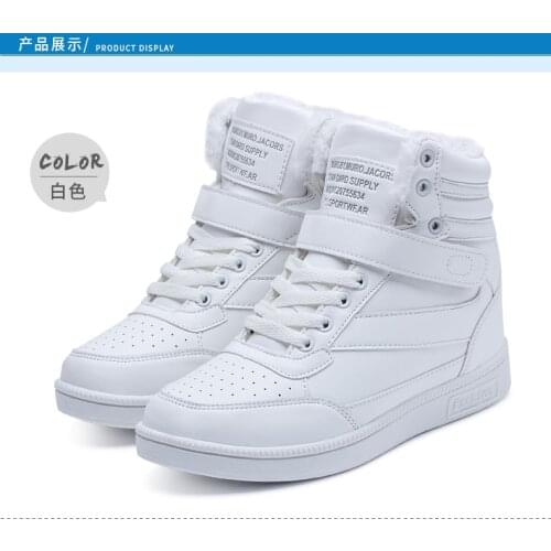 OCQBI running shoes for women anti-skid platform sneakers high top adults Cotton boots hiden increased Plush winter boot