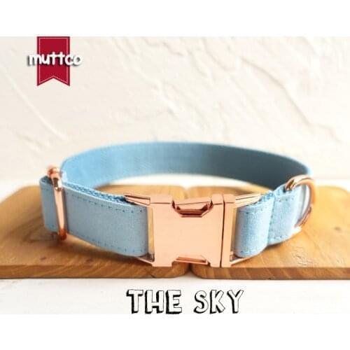 10pcs/lot MUTTCO self-design collar THE SKY handmade collar poly satin and nylon wathet blue 5Sizes dog collar and leash UDC032M