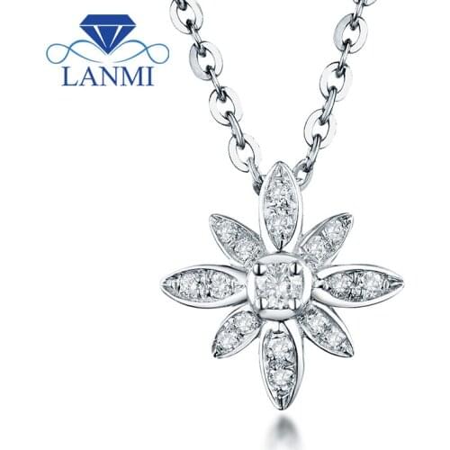 Flower Shape Diamond Pendant Necklace SI clarify Real 18K White Gold Elegant for Wife Wedding Fine Jewelry Gift Wholesale
