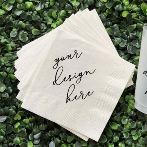 Personalized Wedding Napkins Custom Bar Napkins and Cups Combo Package baby shower Napkins milestones birthday Napkins