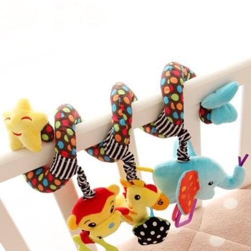 Bed Hanging Toys for Baby Soft Plush Toys with Rattles Cute Cartoon Animal Stuffed Dolls Stroller Hanging Soothing Toys