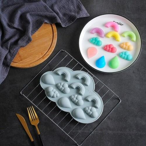 Rainbow Cloud Raindrops Silicone Mold Cake Baking Chocolate Mold Ice Tray Candy Pudding Ice Model DIY