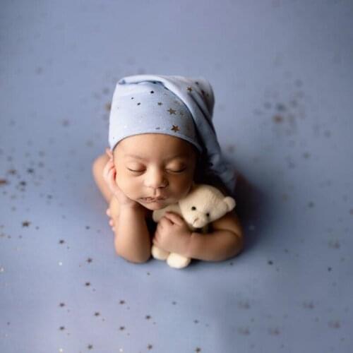 Newborn Baby Photography Props Blingbling Stars Starry Backdrops Wraps Bow Knot Hats Background Blanket Photo Studio Accessories