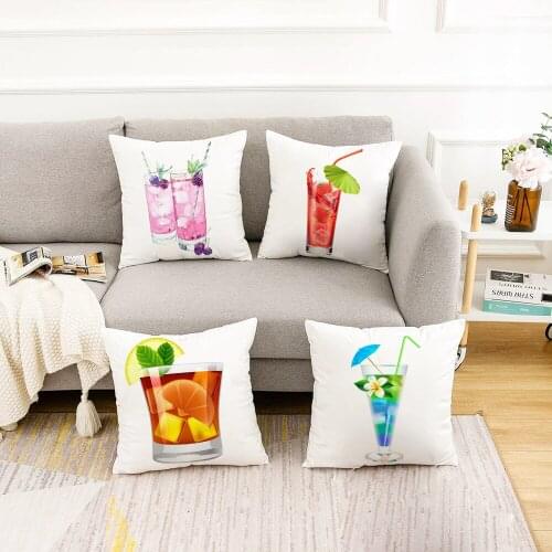 Luxury Pillow Case High Quality Printing White Hotel Modern Decoration Living Room Bedroom Sofa Liqueur Drink Cushion Cover45*45