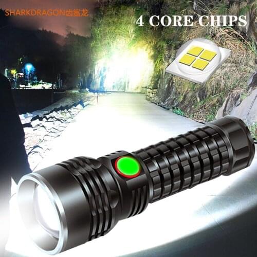 High-power LED flashlight USB rechargeable Torch XHP50 Waterproof 4 Modes Zoomable 26650 18650 Battery Camping Hunting