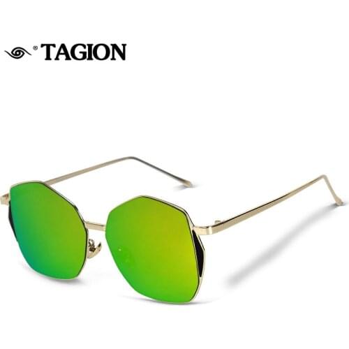 TAGION 2020 Oval Sunglasses For Women Alloy Mens Sun Glasses Fashion Outdoor Driving Lense Mirror Eyewear Lunette Soleil Female