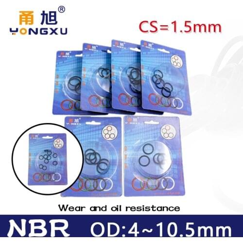 Boxed nitrile rubber NBR seal O-ring thickness CS 1.5mm OD 4/4.5/5/5.5/6/6.5/7/7.5/8/8.5/9/9.5/10/10.5mm Gasket oring Waterproof