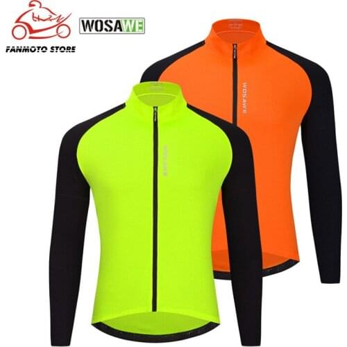 WOSAWE Cycling Motorcycle Jerseys Autumn Men Bicycle Sportswear Breathable Cycle Downhill MTB Reflective Long Sleeve Bike Shirts