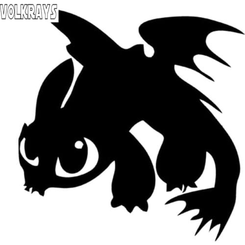 Volkrays Cartoon Car Sticker Dragon Accessories Reflective Waterproof Sunscreen Cover Scratches Vinyl Decal Black/Silver,9cm*9cm