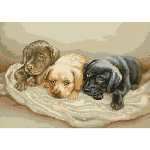 Top Quality Beautiful Lovely Counted Cross Stitch Kit Puppies 3 Puppy Dog Dogs luca luca-s