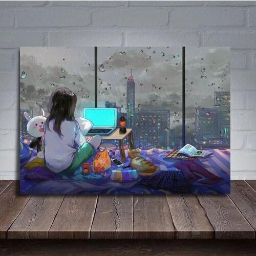 Wall Art Poster Comfortable HD Prints Modular Watch Film Picture Canvas Painting Rainy Day Home Decoration Anime For Living Room