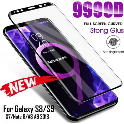 9999D Full Curved Tempered Glass For Samsung Galaxy S9 S8 Plus S7Edge Screen Protector For Samsung A8 A6 Plus 2018 Note 8 9 Film