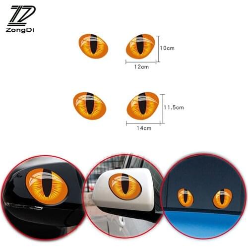ZD 3D Cat Eye Rear View Mirror Rear Window Cat Stickers for Hyundai Creta Tucson BMW X5 E53 VW Golf 4 7 Tiguan Kia Rio Sportage
