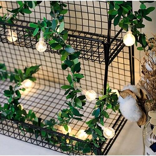 Green Rattan Copper Wire Lighting Bubble Ball Bee Cherry Blossom String Lights for Home Garden Wedding New Year Decor DIY Wreath