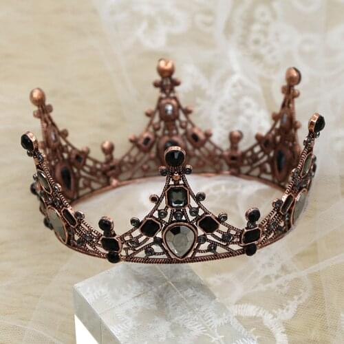 Women Baroque Rhinestones Black Bride Wedding Crowns Bridal Hair Accessories Shining Charm Prom Queen Crowns AIC88