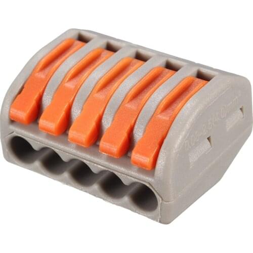 10Pcs PCT-215 Universal Compact Electric Wire Cable Wiring 5Pin Connector Conductor Terminal Block Reusable Lever 0.08-2.5mm2