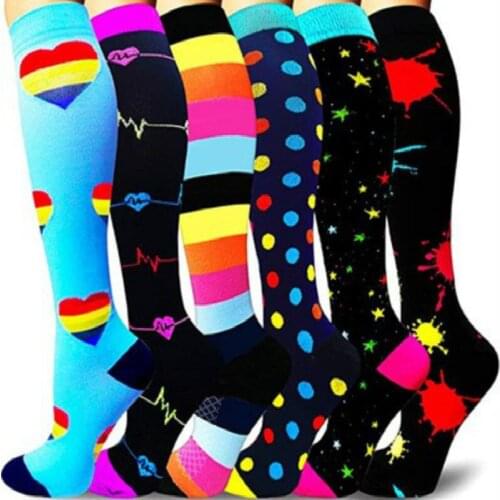 2021 Men and women Compression Stockings Cycling 6 Pairs nursing Nursing For Running Sports 15-20 Mmhg Dot electrocardiogram