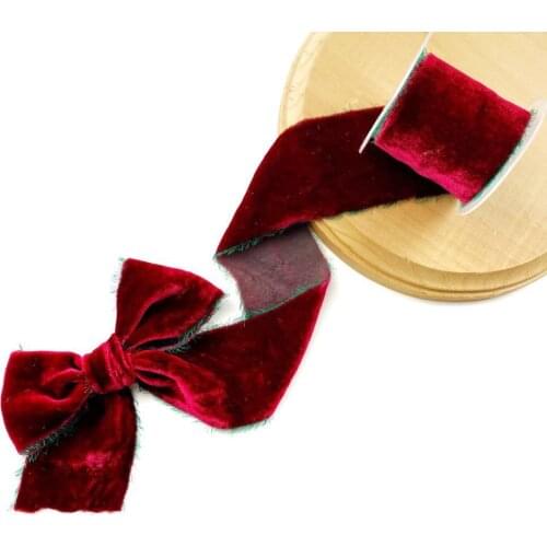 50mm Silk Velvet Ribbon With Frayed Edged Ribbon For Wedding Ribbon packaging ribbon 100% silk ribbon soft ribbon