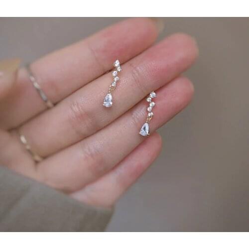 925 Sterling Silver 14k Gold Plated Micro-inlaid Zircon Sparkling Crystal Earrings Women Fashion Party Jewelry Accessories