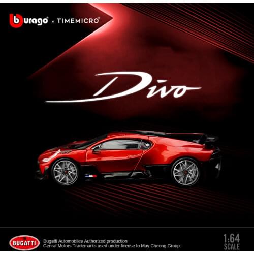 Bburago & Time Model 1/64 Bugatti DIVO Red Supercar Collection Diecast Sports Racing Model Car Toy Gift for Boys Children
