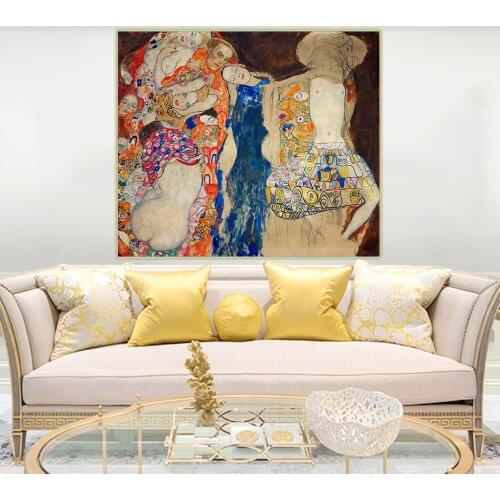Citon Gustav Klimt《The Bride》Canvas Art Oil Painting Famous Art Poster Picture Wall Decor Home Interior Living room Decoration