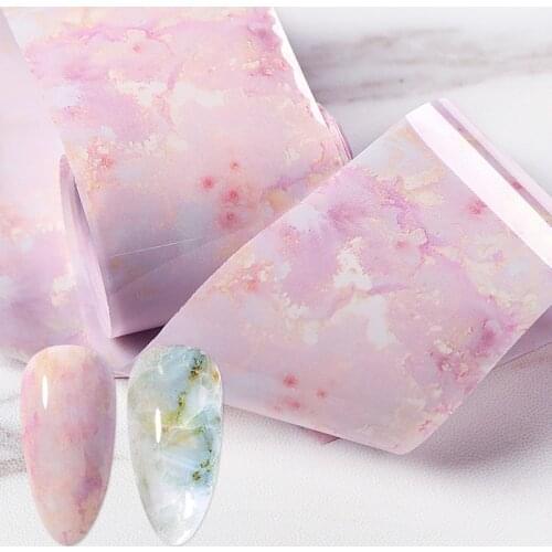 Colorful Floral Nail Foils Marble Series Pink Blue Foils Paper Nail Art Transfer Sticker Slider Decals Nail Art Decoration