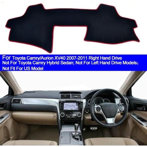 2 Layers Car Inner Dashboard Cover Dashmat Pad Carpet Dash Sun Shade For Toyota Camry Aurion XV40 2007 - 2011 Right Hand Drive