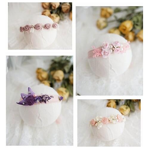 Newborn Photography Props Baby Headband Flower Hairband Infantil Photo Pearl Headdress Baby Shooting Accessories headwear