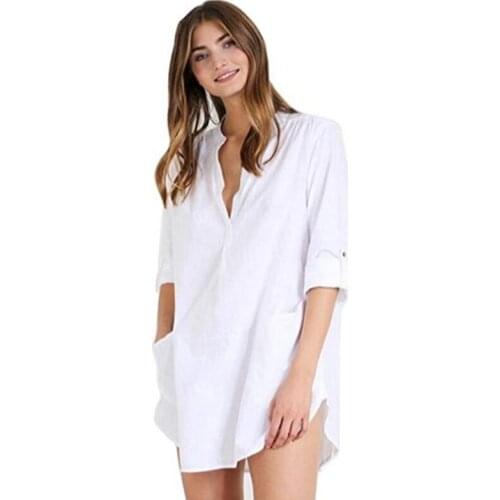 Cotton Tunics for Beach Women Swimsuit Cover up Woman Swimwear Beach Cover up Beachwear Pareo Beach Dress Saida de Praia #Q487