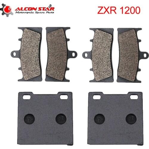 Alconstar- 6 Pieces Motorcycle Brake Pad Set For Kawasaki ZRX1200 2001 2002 2003 2004 2005 2006 2007 2008 Front & Rear Disc Pad