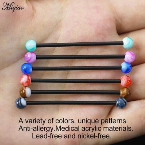 Miqiao 2 Pcs Punk Piercing Jewelry Acrylic Double Color Ball Ear Bone Nail Ear Bridge Nail