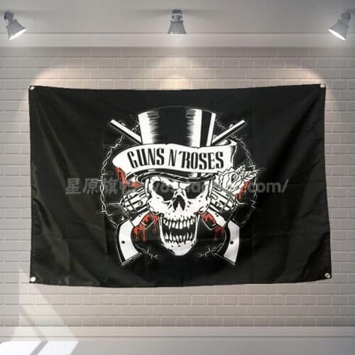 "GUNS N'ROSES" Heavy Metal Music Banners Hanging Flag Wall Sticker Cafe Restaurant locomotive club Live background decoration