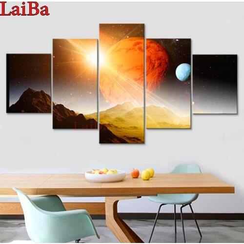 5pcs DIY 5D Diamond Embroidery resin Diamond Mosaic Picture Outer Space Planet art Rhinestones Diamond Painting Cross Stitch Kit
