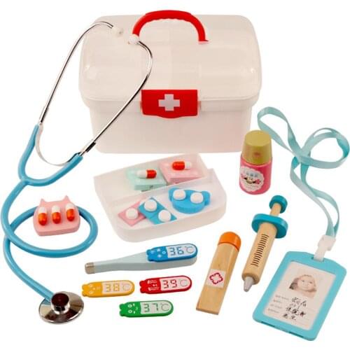 13-piece Doctor Medical Set Child Doctor Role Playing Dress Up Game Set Real Wood Non-toxic Paints Material Dentist Cospaly