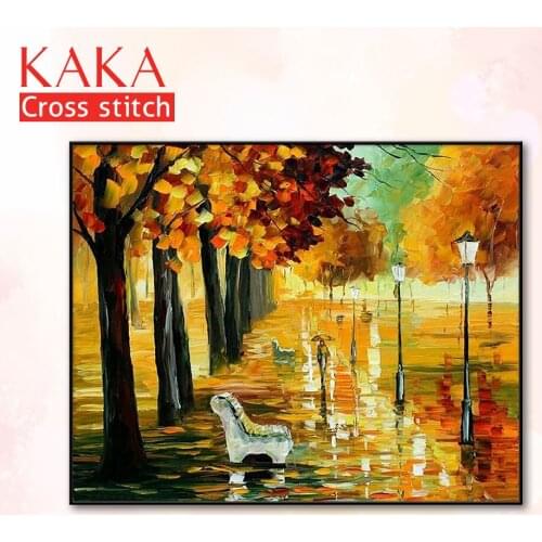 Cross stitch kits,Embroidery needlework sets with printed pattern,11CT-canvas for Home Decor Painting,Landscape Full NCKS061