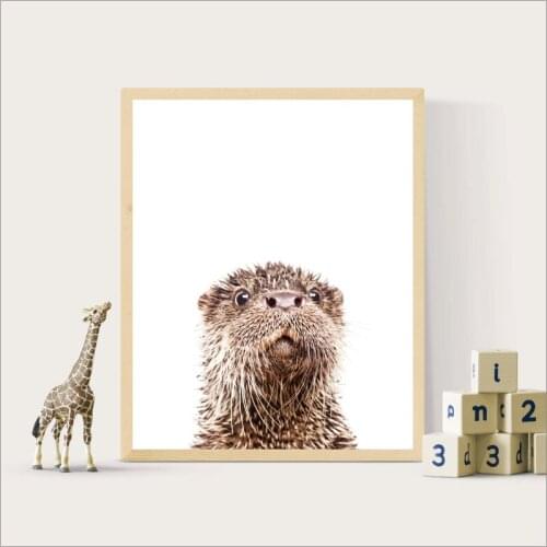 Sea Animals Otter Wall Art Print And Poster , Baby Otter Canvas Painting Marine Life Wall Pictures Baby Nursery Art Decor