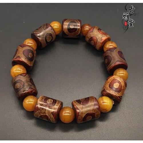 Natural agate three eye beads transfer beads Tibet beads hand string