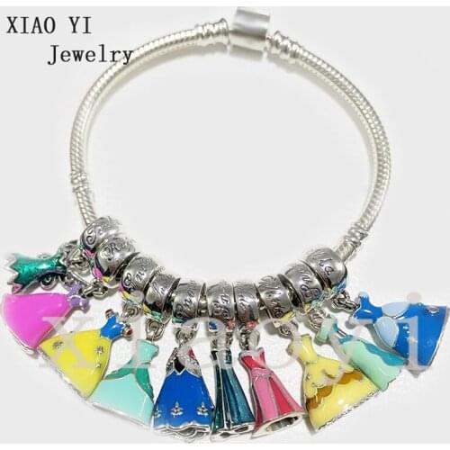 XIAOYI 2020 New 100% S925 Skirt series colorful dresses for European women fashion DIY bracelet girlfriend birthday female