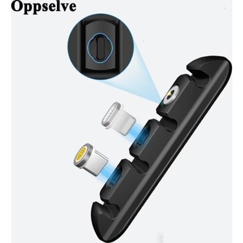 Oppselve 3 in 1 Cable Organizer Magnetic Cable Plugs Box For Micro USB TypeC Cable Plug Cable Accessories Head Storage Container