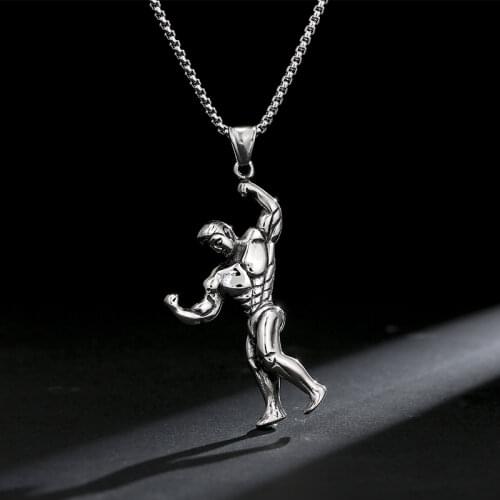 New Men Necklace Creative Macho Style Stainless Steel Craftsmanship Fighting Muscle Boy Jewelry Miasol Free Shipping Accessories