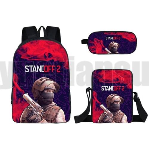 3 Pcs Set Standoff 2 Backpack Anime Cute Video Game Bookbag 16 Inch Bagpack 3D Printed Shooting Game School Bag for Teenagers
