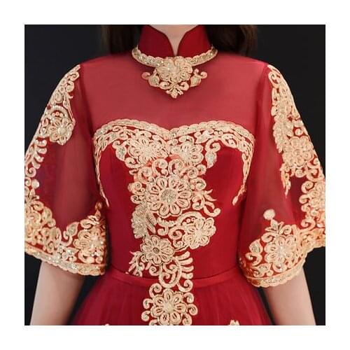 Freeship wine red stand collar folk embroidery cosplay long gown Medieval Renaissance Gown cosplay Victoria dress Marie Belle