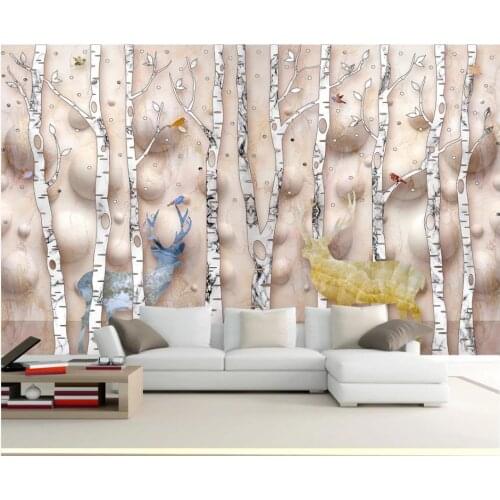 Custom photo wallpapers for walls 3 d Marble Wood Abstract Forest Fawn 3D TV Background Wall papers for living room decor