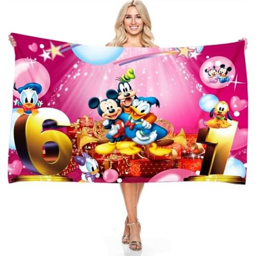 Disney Towel Mickey Mouse Winnie The Pooh Donald Duck Character Printed Beach Towel Cartoon 3d Microfiber Rectangular Bath Towel