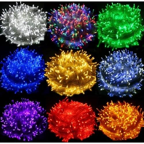 Led String 100LED 10M Christmas Light /Wedding/Party Garden Decoration Fairy Garland AC110V 220V Outdoor Waterproof Lamp 9Colors