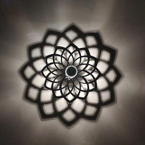 [Seven Neon]Lutos flower Acrylic LED Wall Light Flower Shadow Sconce Led Night Light For Home Creative Indoor Carved Corridor