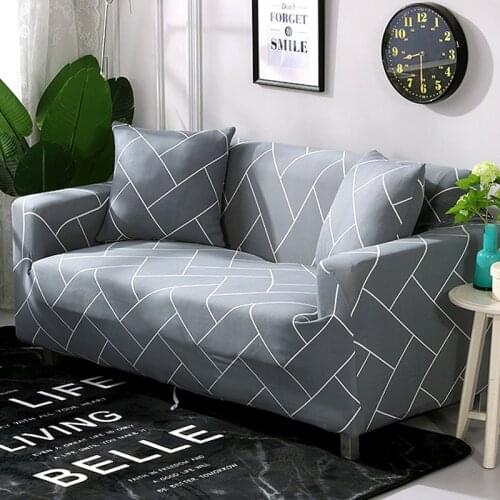 Grid Pattern Living room home sofa cover polyester fiber modern elastic corner sofa cover seat cover 1/2/3/4 seat